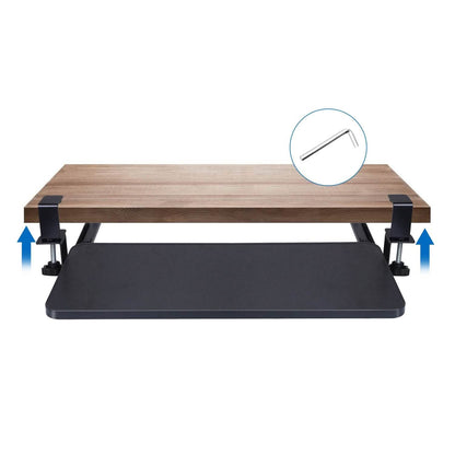 Keyboard Mouse Tray Under Desk Retractable Slide Out Drawer with C Clamp - A-1 Thread Vault