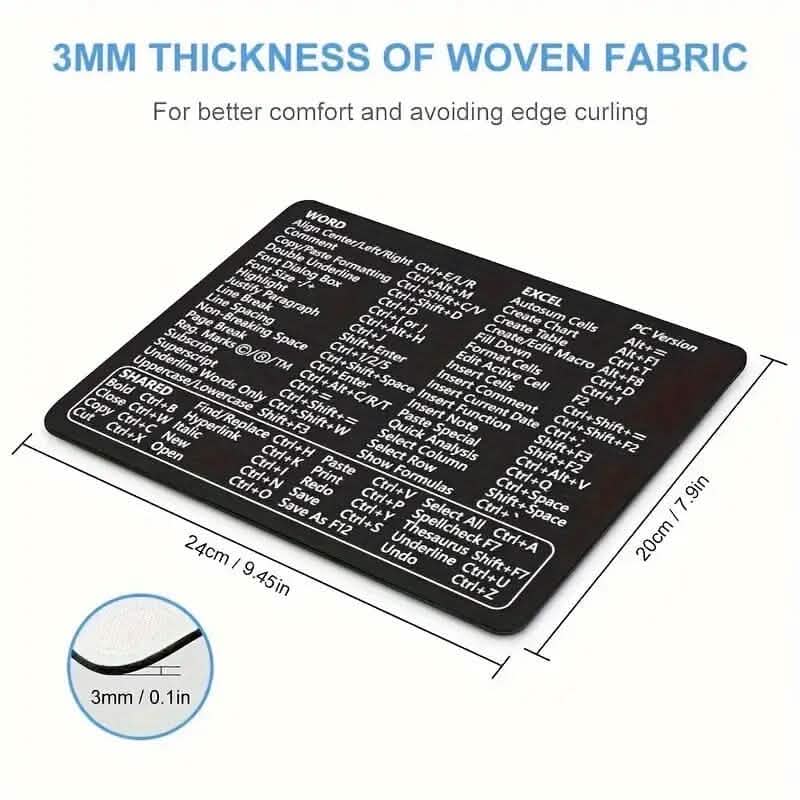 Keyboard Shortcuts Mouse Pad for Microsoft Word and Excel (PC Windows) - A-1 Thread Vault