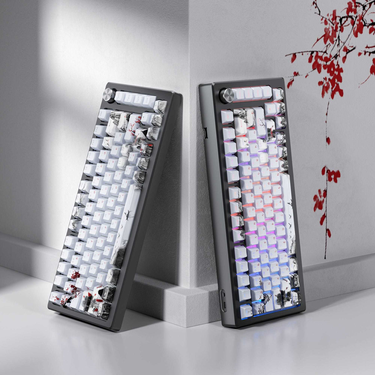 XVX Plum Blossom Cherry Profile Dye-Sublimation PBT Keycap Set - A-1 Thread Vault