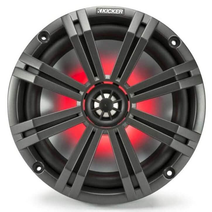 KICKER Pair 45KM84L 8" 600 Watt Marine Boat Waterproof Speakers w/LED's KM8 (Refurbished) - A-1 Thread Vault