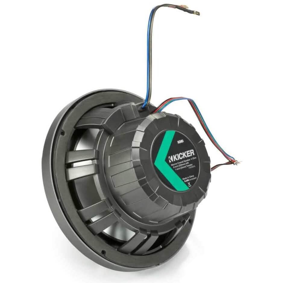 KICKER Pair 45KM84L 8" 600 Watt Marine Boat Waterproof Speakers w/LED's KM8 (Refurbished) - A-1 Thread Vault