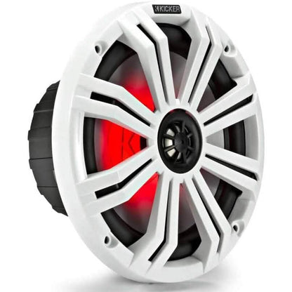 KICKER Pair 45KM84L 8" 600 Watt Marine Boat Waterproof Speakers w/LED's KM8 (Refurbished) - A-1 Thread Vault