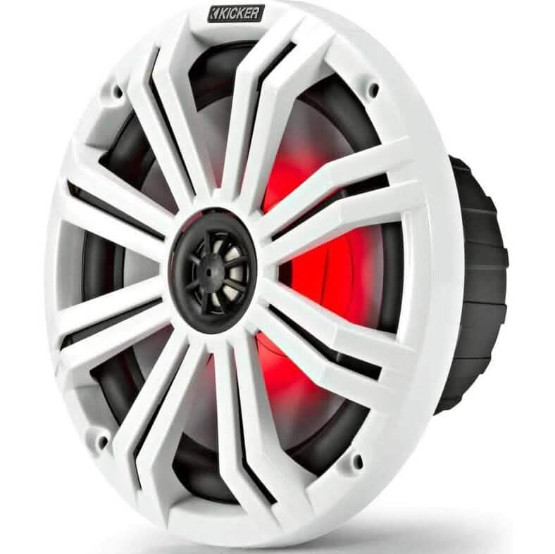 KICKER Pair 45KM84L 8" 600 Watt Marine Boat Waterproof Speakers w/LED's KM8 (Refurbished) - A-1 Thread Vault