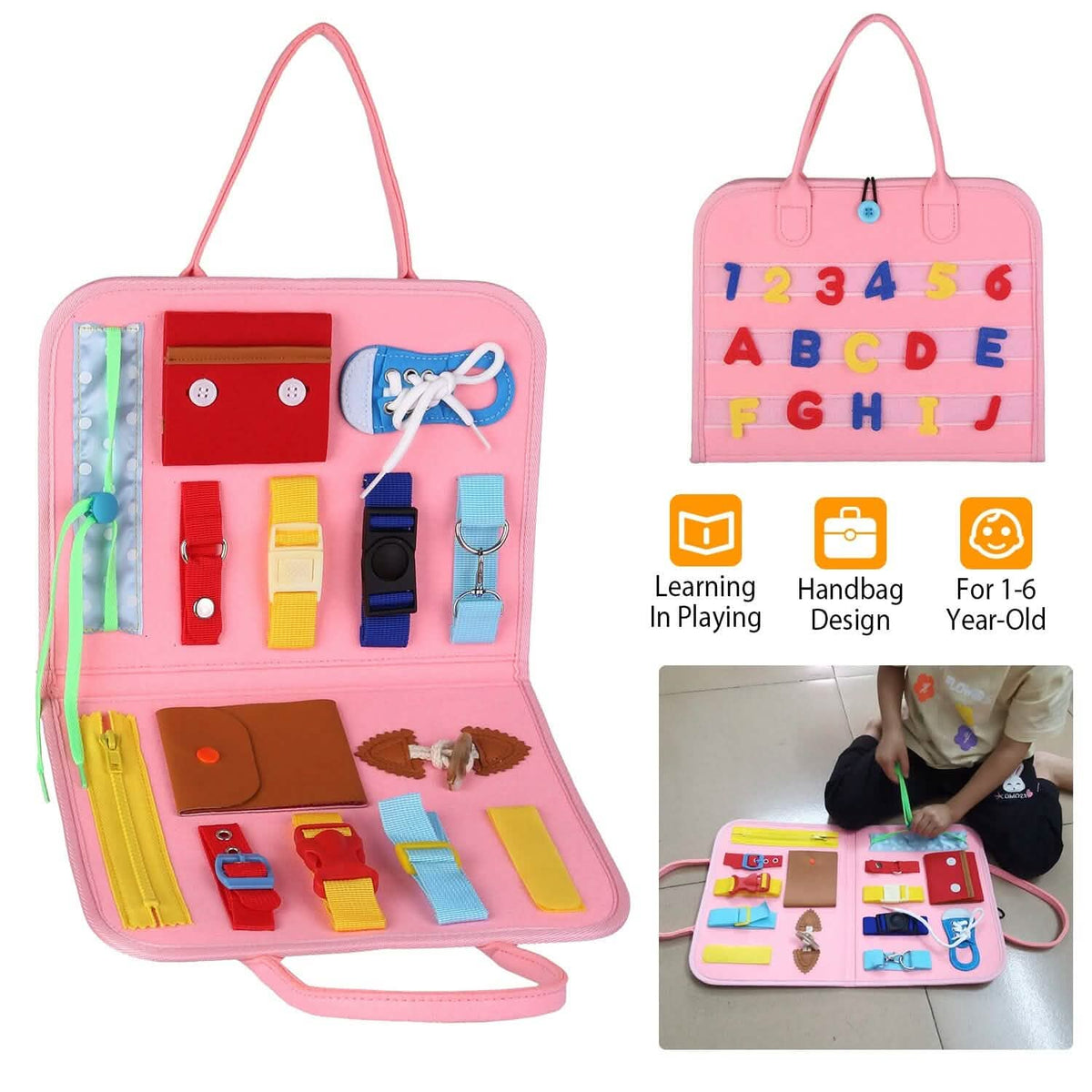 Kids Busy Board Sensory Activity Board Preschool Learning Toys - A-1 Thread Vault