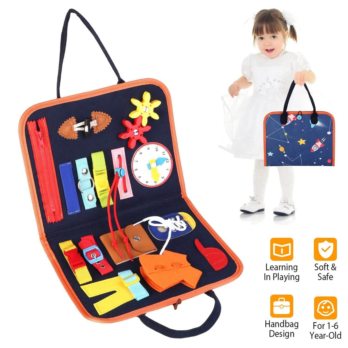 Kids Busy Board Sensory Activity Board Preschool Learning Toys - A-1 Thread Vault