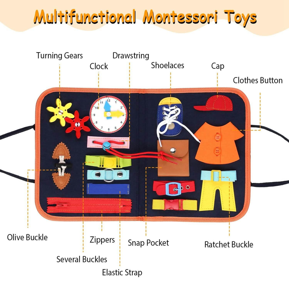 Kids Busy Board Sensory Activity Board Preschool Learning Toys - A-1 Thread Vault