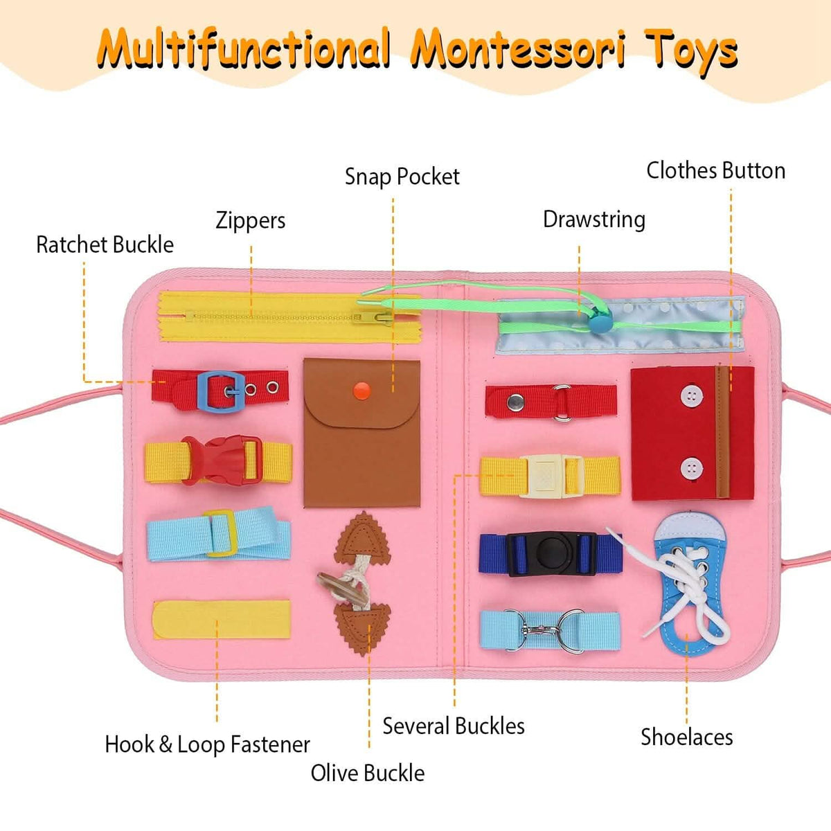 Kids Busy Board Sensory Activity Board Preschool Learning Toys - A-1 Thread Vault