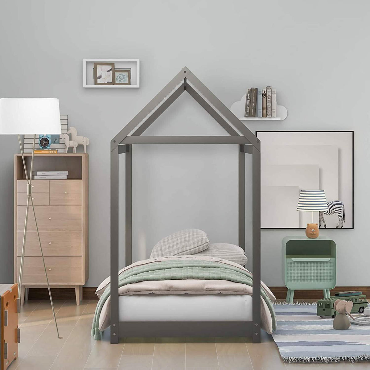 Kids House Bed Frame Twin Floor Bed - A-1 Thread Vault
