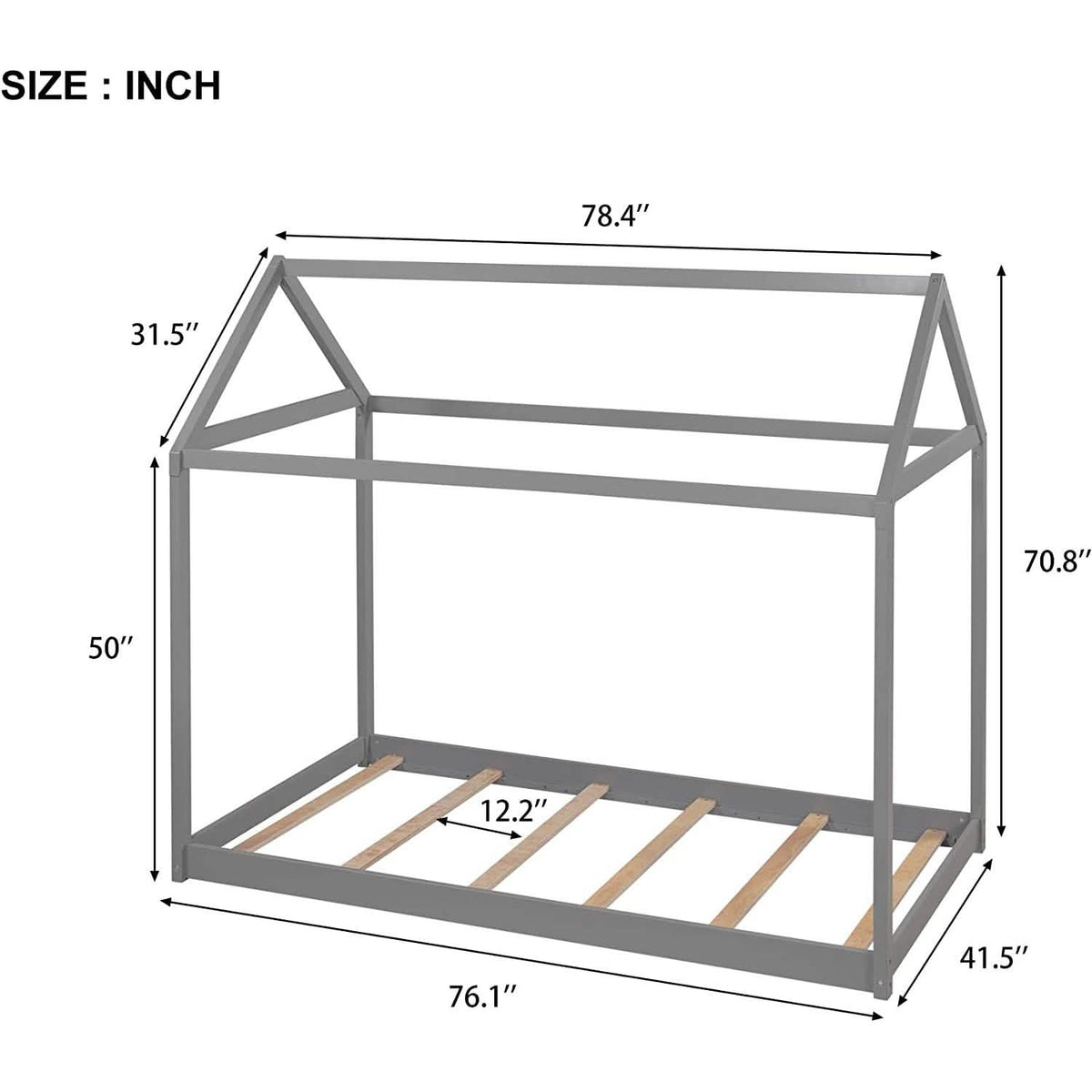 Kids House Bed Frame Twin Floor Bed - A-1 Thread Vault