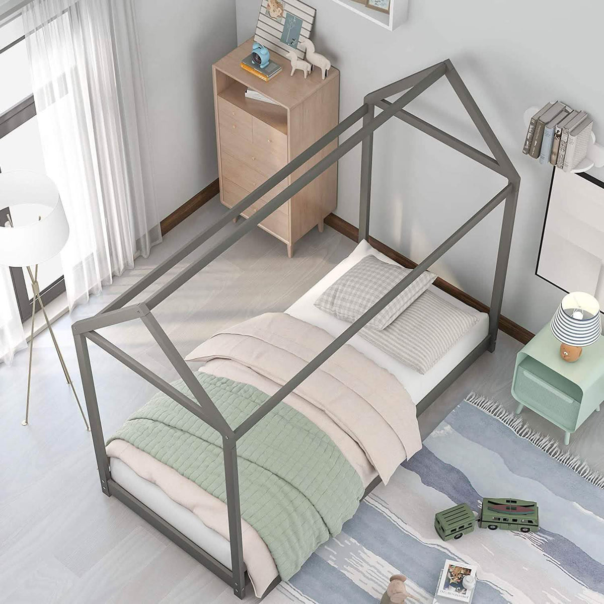 Kids House Bed Frame Twin Floor Bed - A-1 Thread Vault