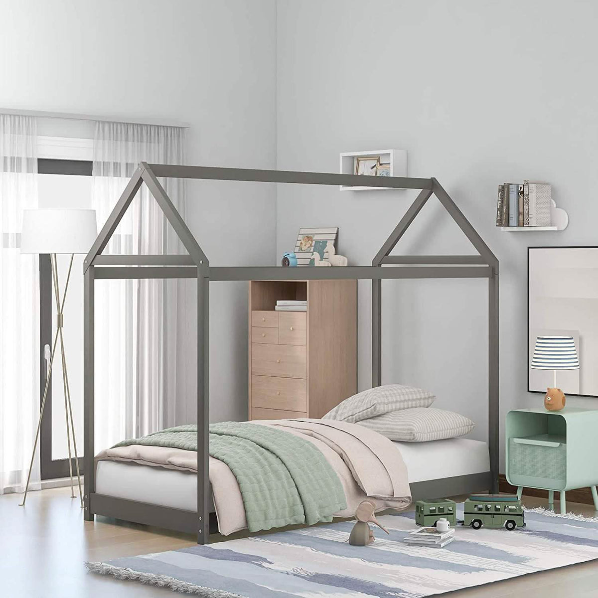 Kids House Bed Frame Twin Floor Bed - A-1 Thread Vault