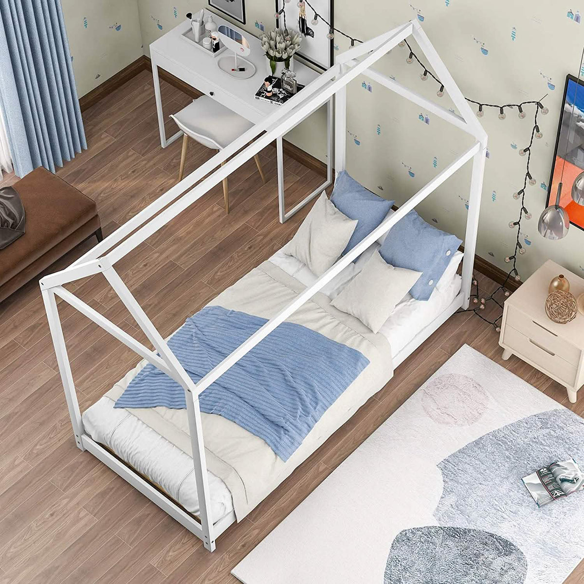 Kids House Bed Frame Twin Floor Bed - A-1 Thread Vault