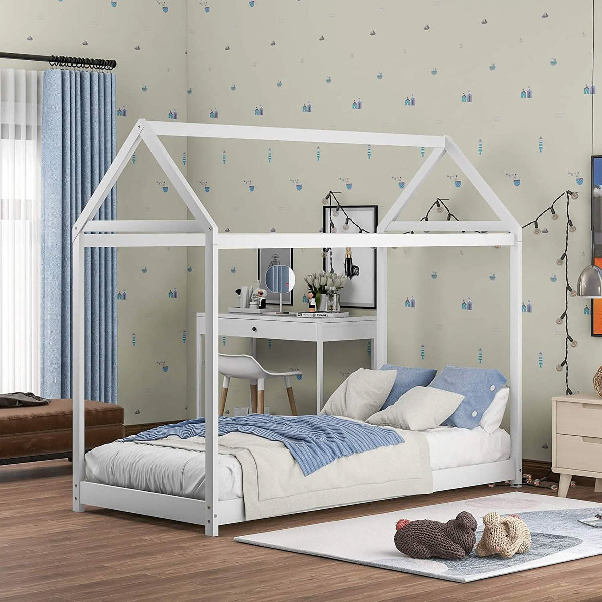 Kids House Bed Frame Twin Floor Bed - A-1 Thread Vault
