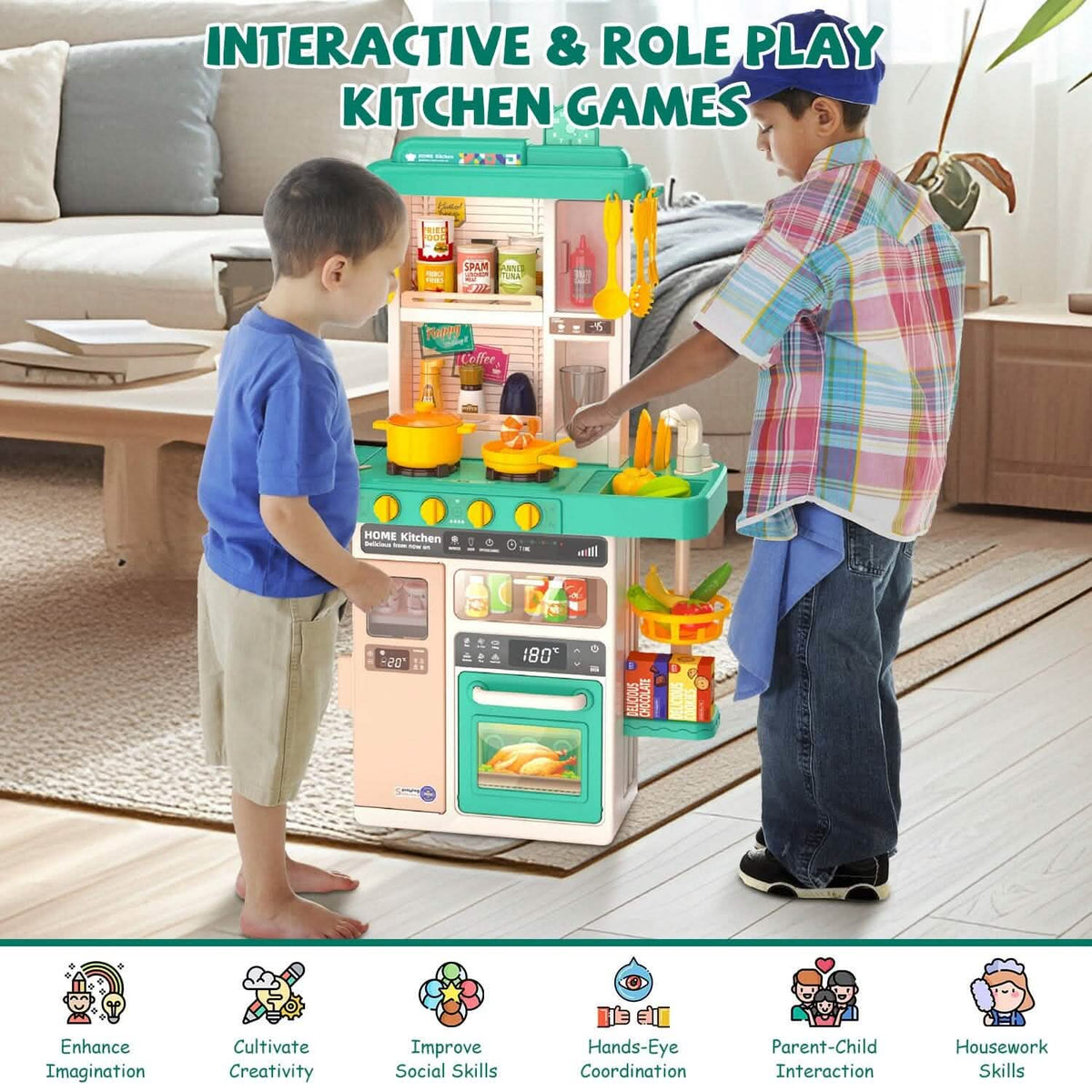Kids Kitchen Play Set Interactive Pretend Kitchen Toys Cookware - A-1 Thread Vault