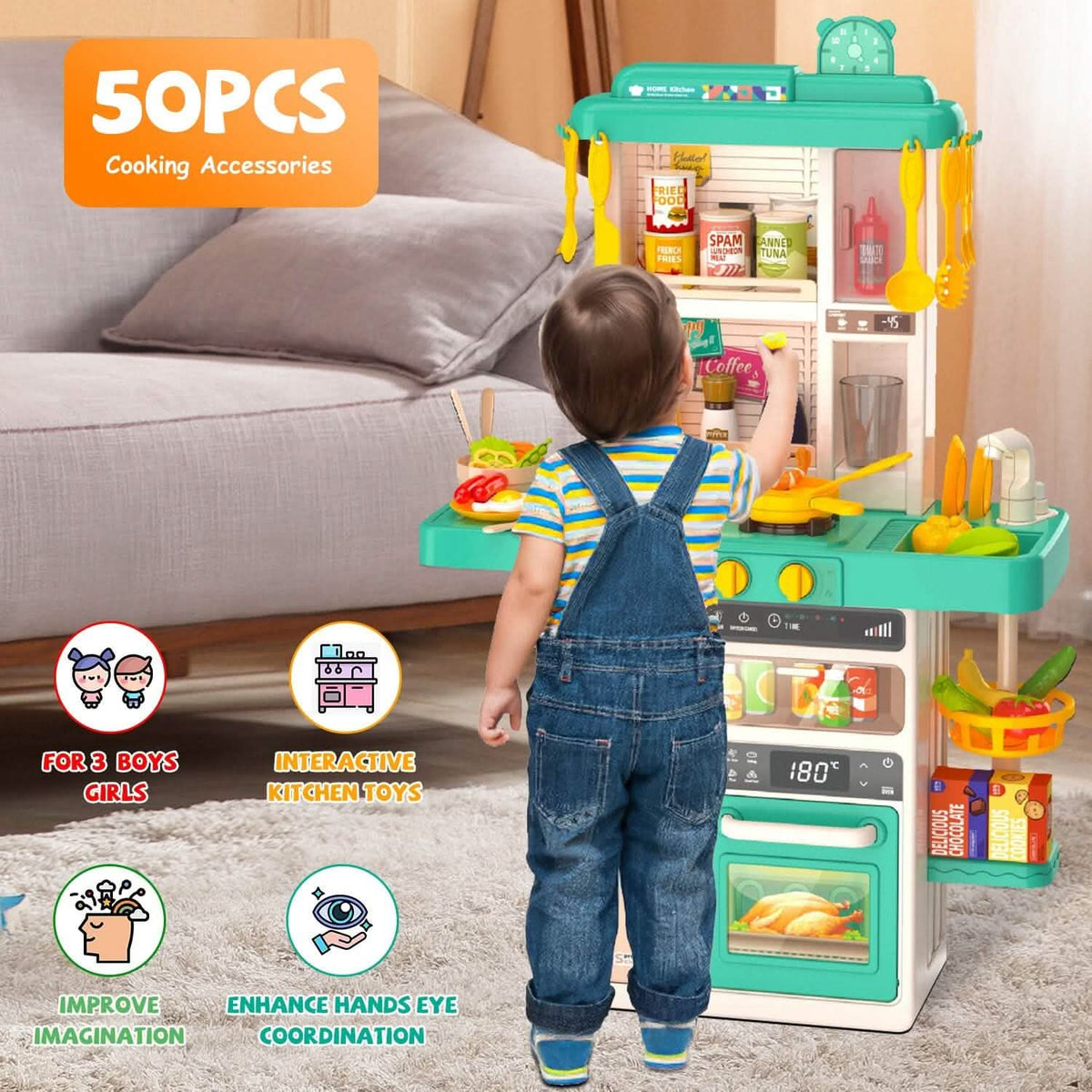 Kids Kitchen Play Set Interactive Pretend Kitchen Toys Cookware - A-1 Thread Vault