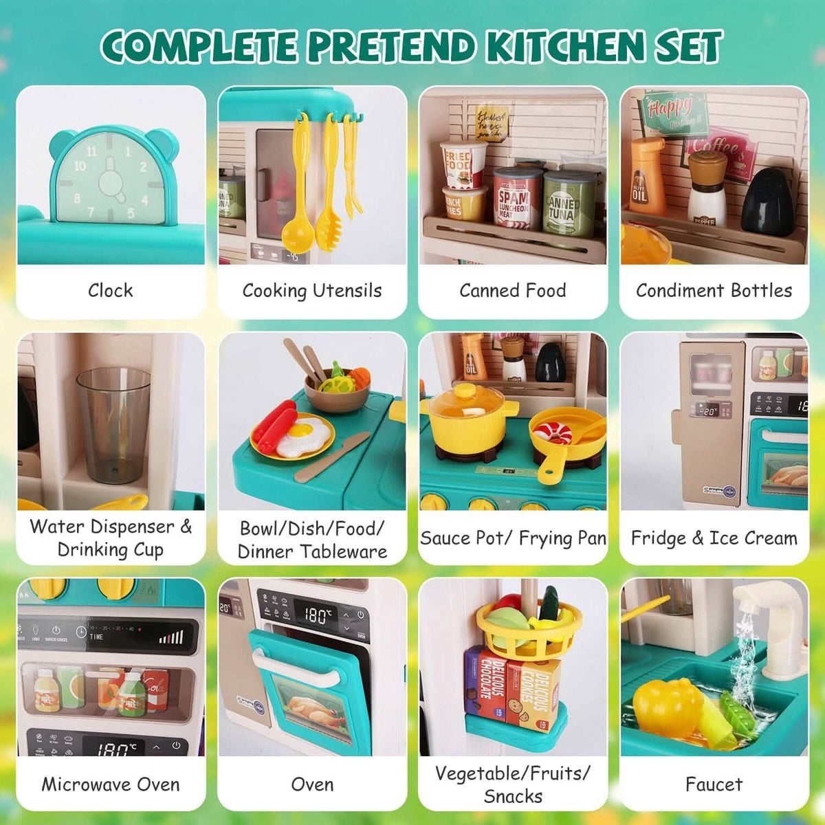Kids Kitchen Play Set Interactive Pretend Kitchen Toys Cookware - A-1 Thread Vault