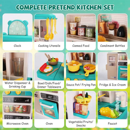 Kids Kitchen Play Set Interactive Pretend Kitchen Toys Cookware - A-1 Thread Vault