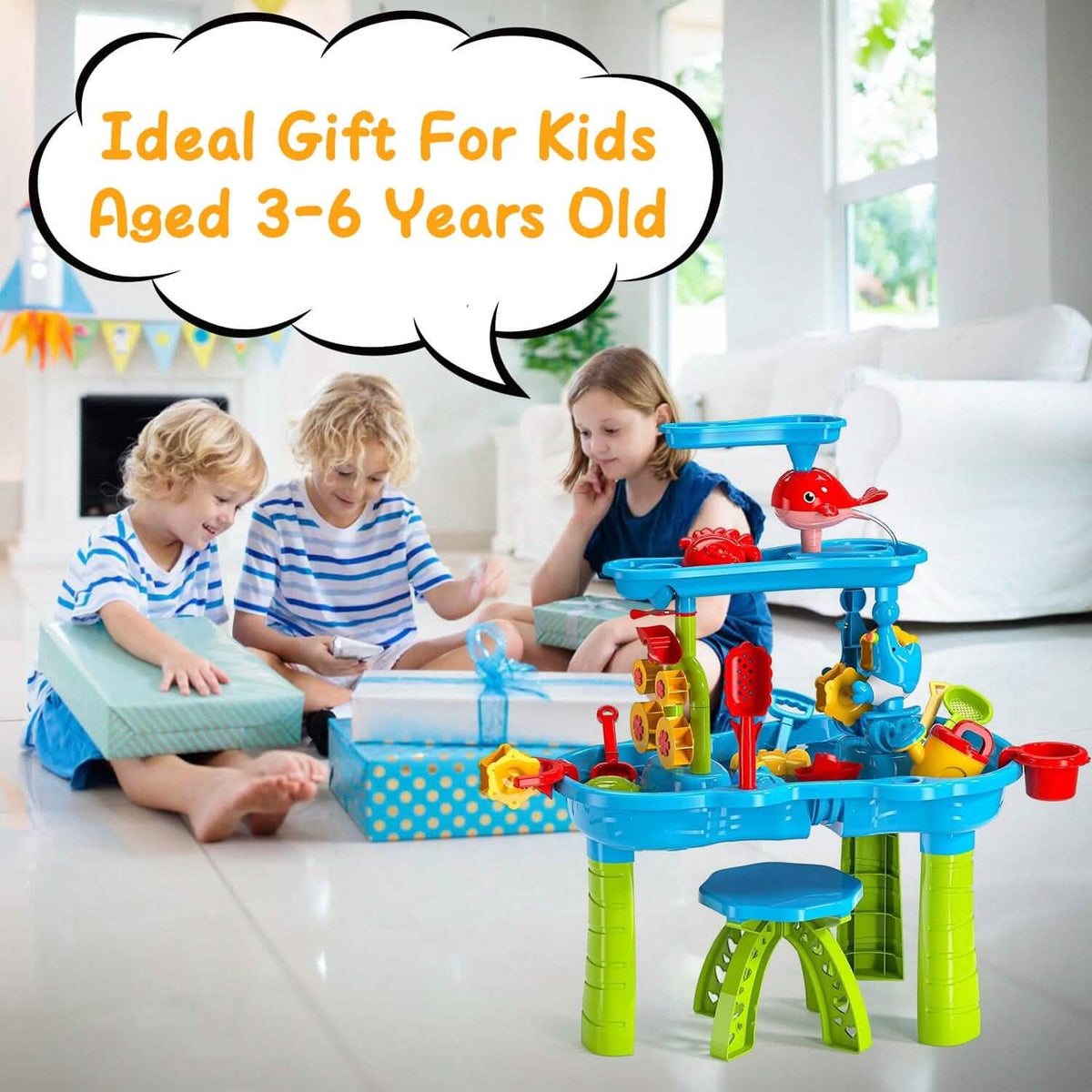 Kids Sand Water Table for 3-6 Years Old Sensory Exercise Friendship Building - A-1 Thread Vault