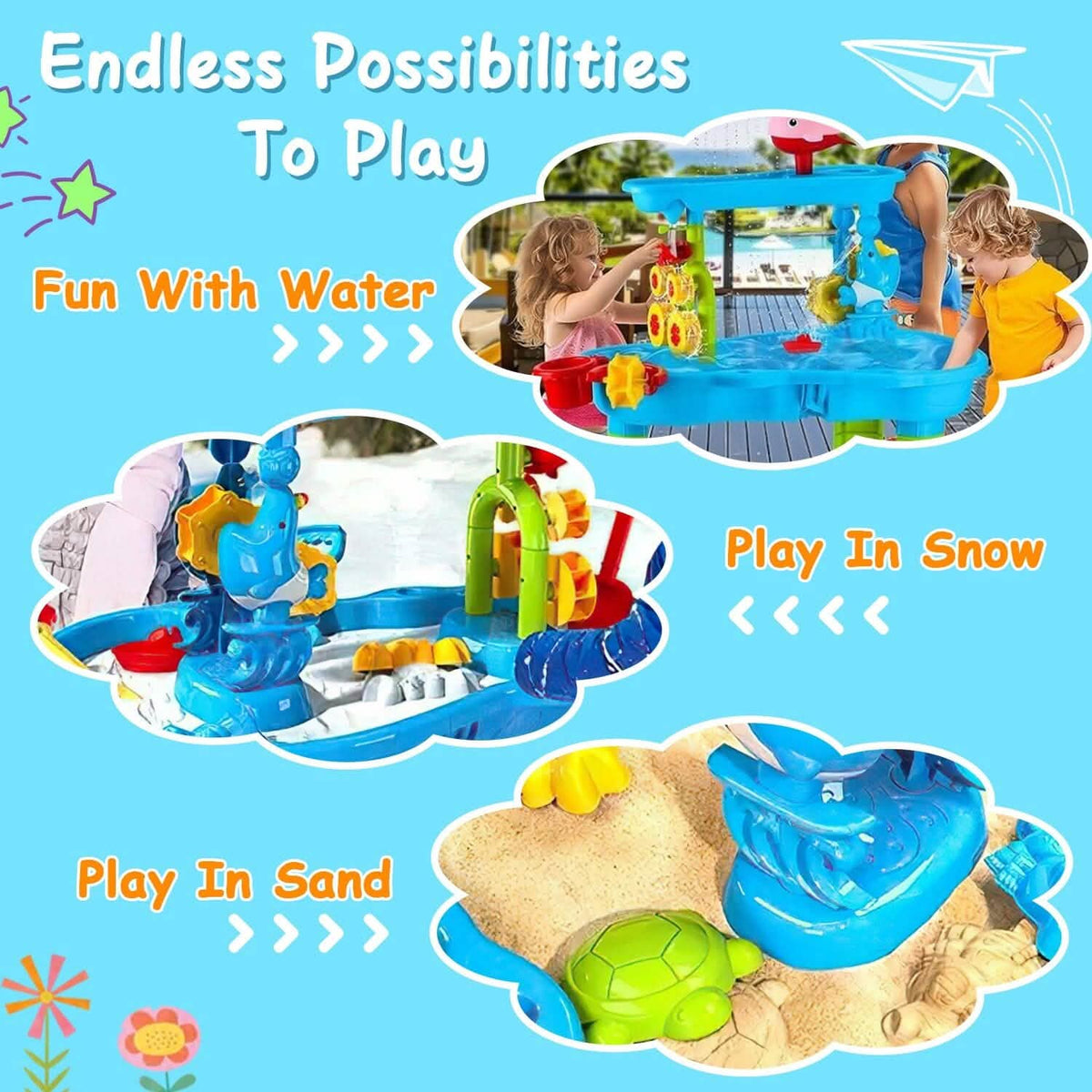 Kids Sand Water Table for 3-6 Years Old Sensory Exercise Friendship Building - A-1 Thread Vault