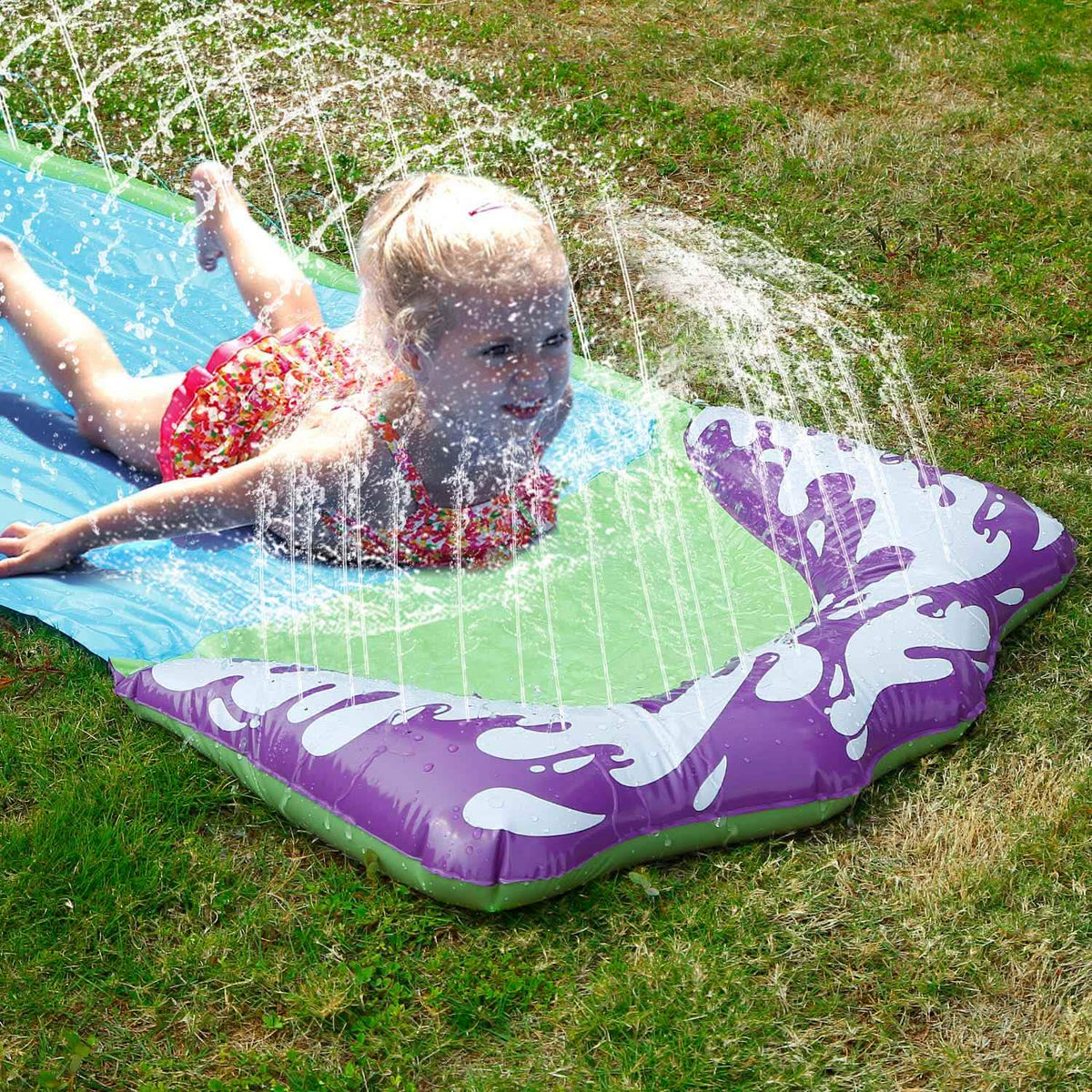 Kids Single Water Slide Lawn Surfing Racing Lane Slip Splash Spray Sprinkler - A-1 Thread Vault