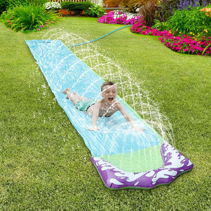 Kids Single Water Slide Lawn Surfing Racing Lane Slip Splash Spray Sprinkler - A-1 Thread Vault