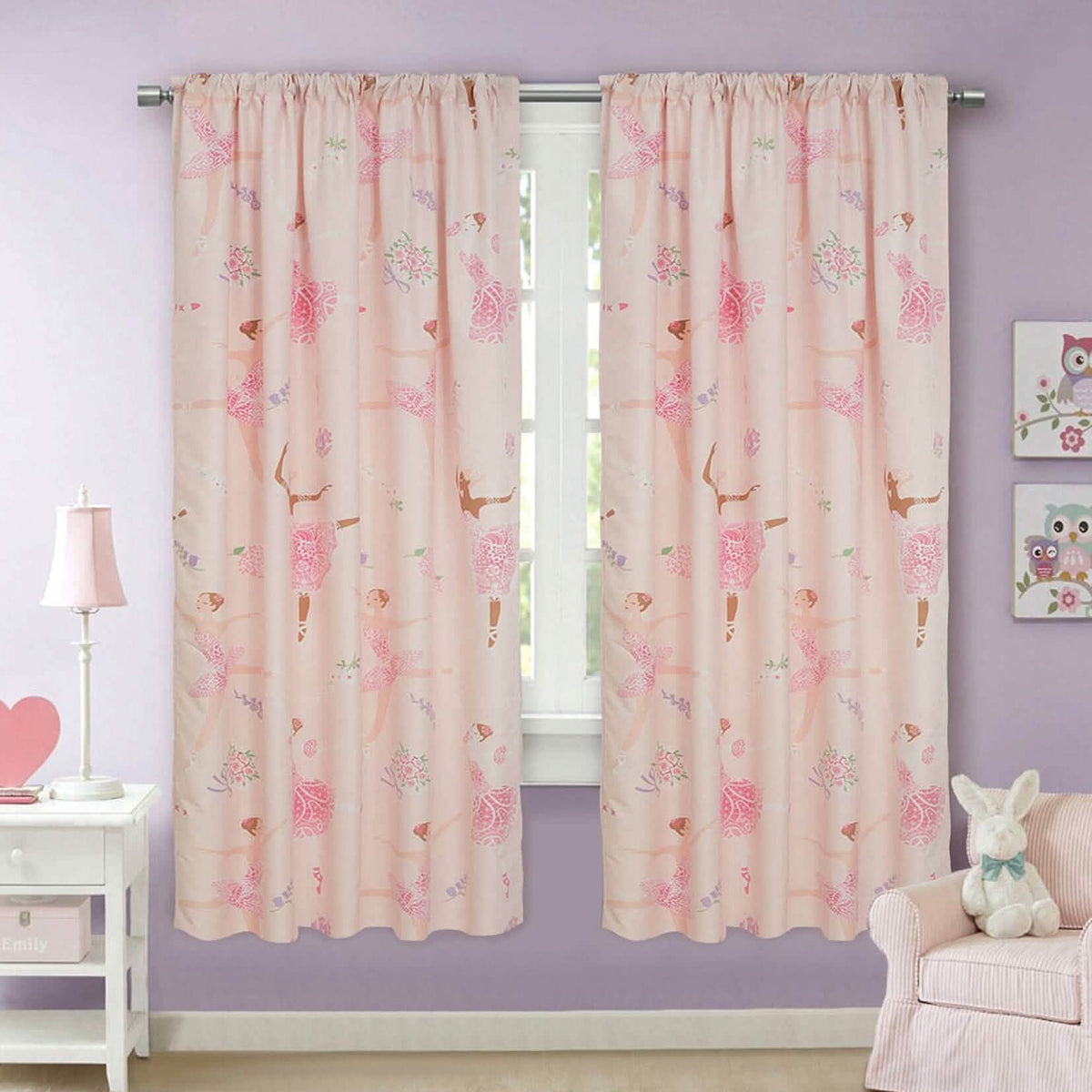 2-Piece Set: Kidz Mix Dancing Ballerinas Window Panel Pair - A-1 Thread Vault