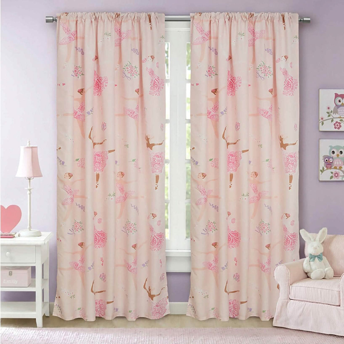 2-Piece Set: Kidz Mix Dancing Ballerinas Window Panel Pair - A-1 Thread Vault
