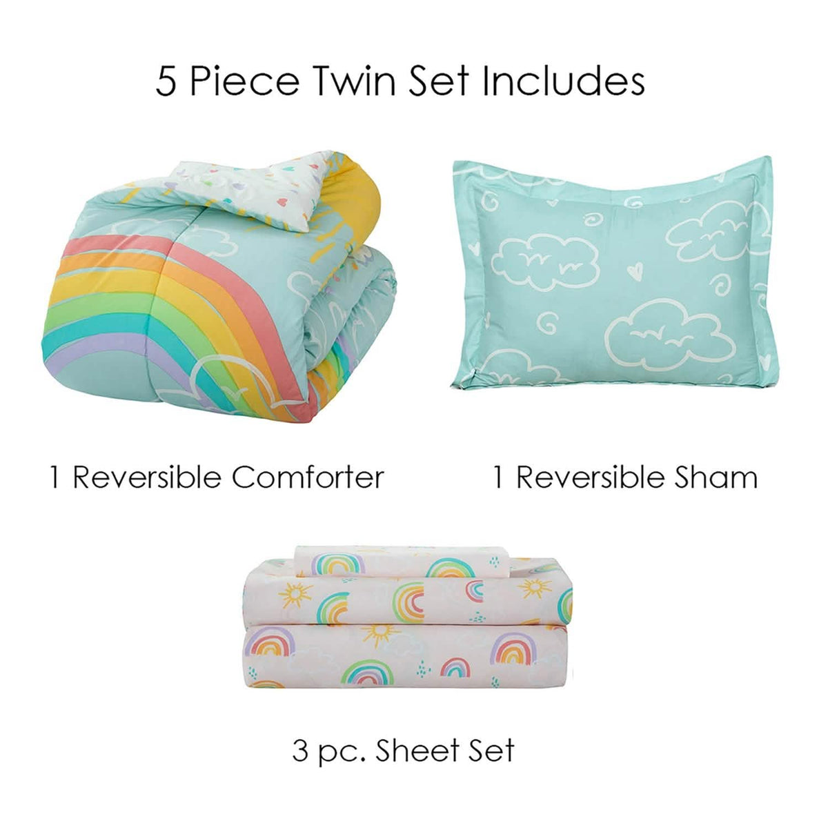 Kidz Mix Rainbow Clouds Bed in a Bag - A-1 Thread Vault