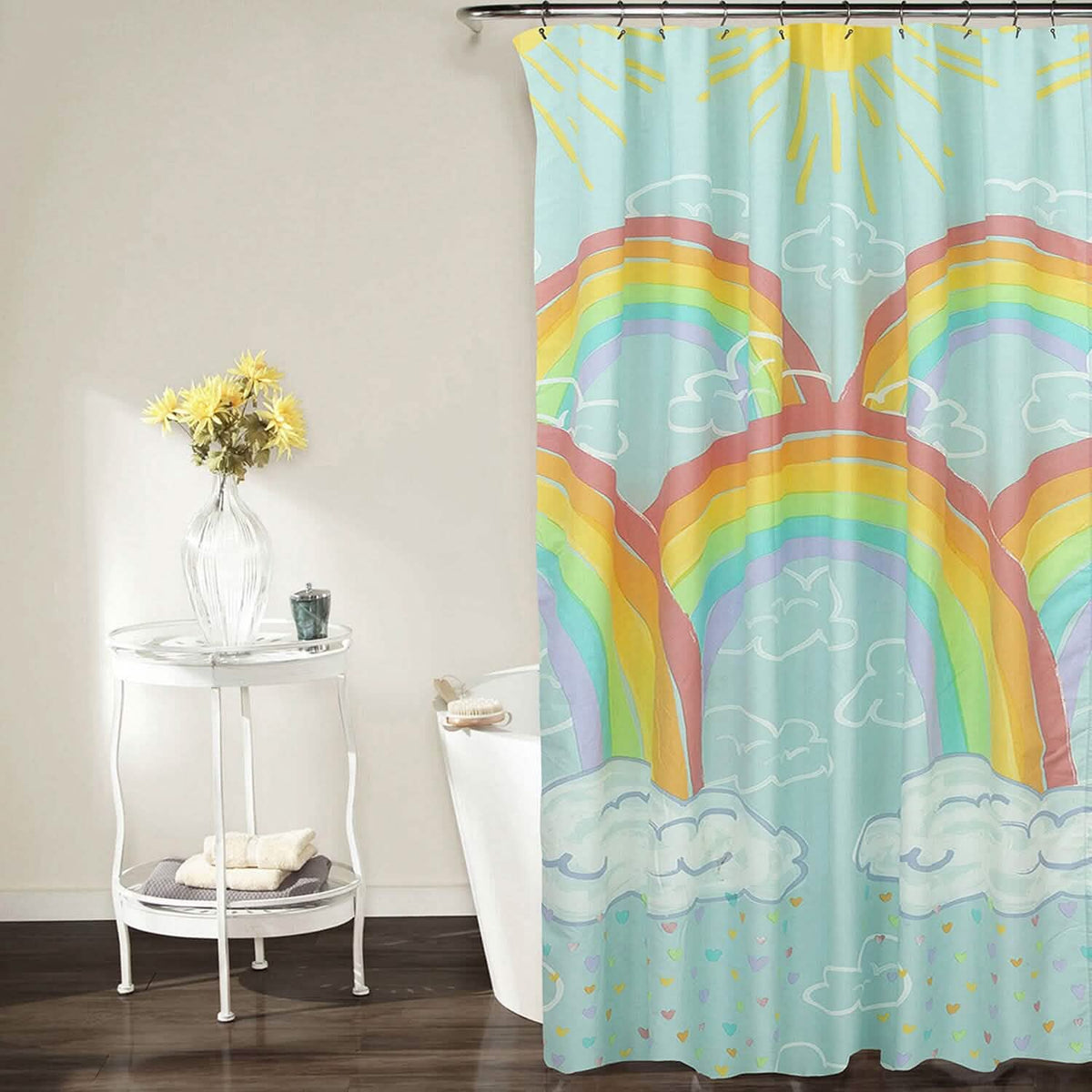 Kidz Mix Rainbow Clouds Shower Curtain - A-1 Thread Vault