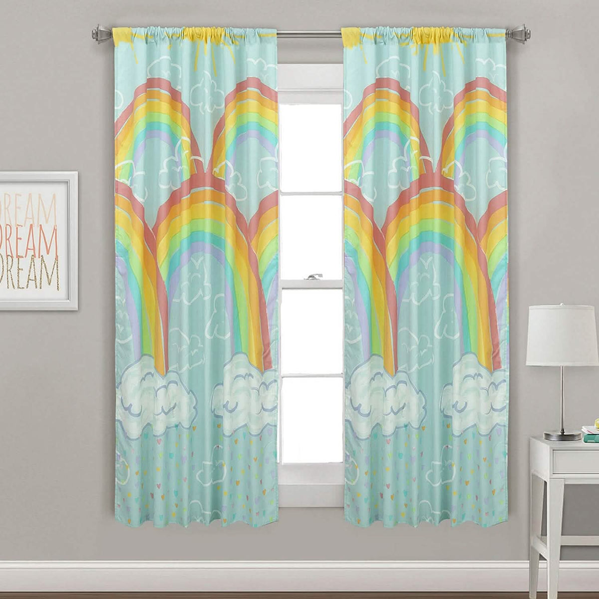 Kidz Mix Rainbow Clouds Window Panel Pair - A-1 Thread Vault