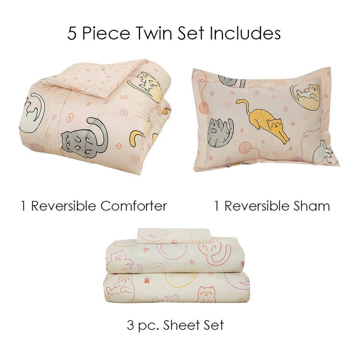 Kidz Mix Sleepy Cats Bed in a Bag - A-1 Thread Vault