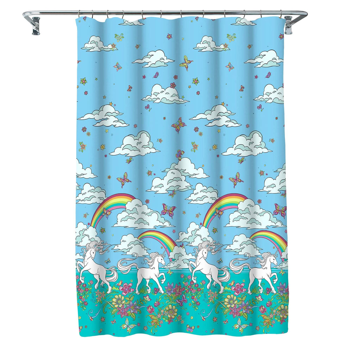 Kidz Mix Unicorn Rainbow Shower Curtain - A-1 Thread Vault