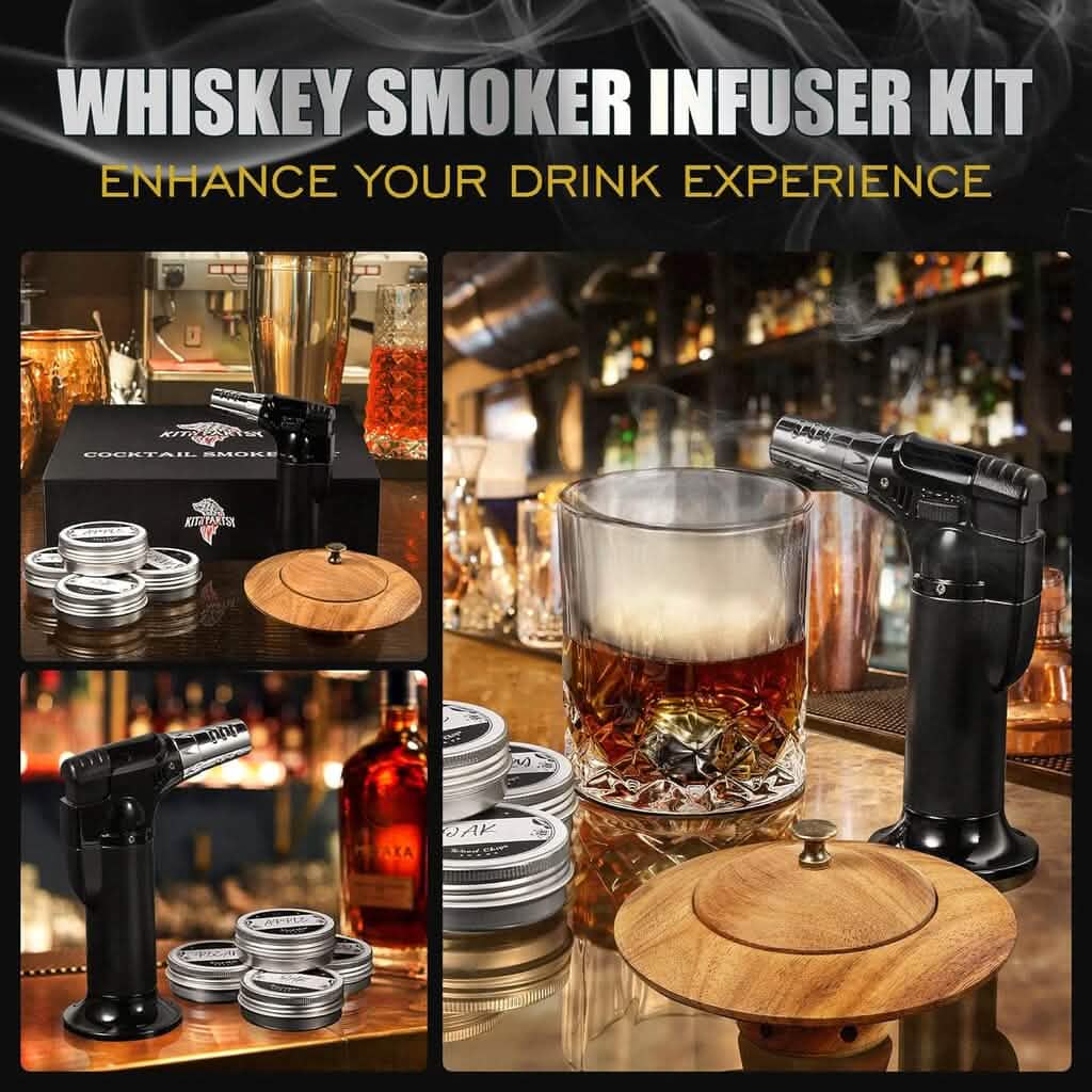 Kitypartsy Cocktail Smoker With Torch, Wood Chips, and Stainless Steel Ice Cubes - A-1 Thread Vault