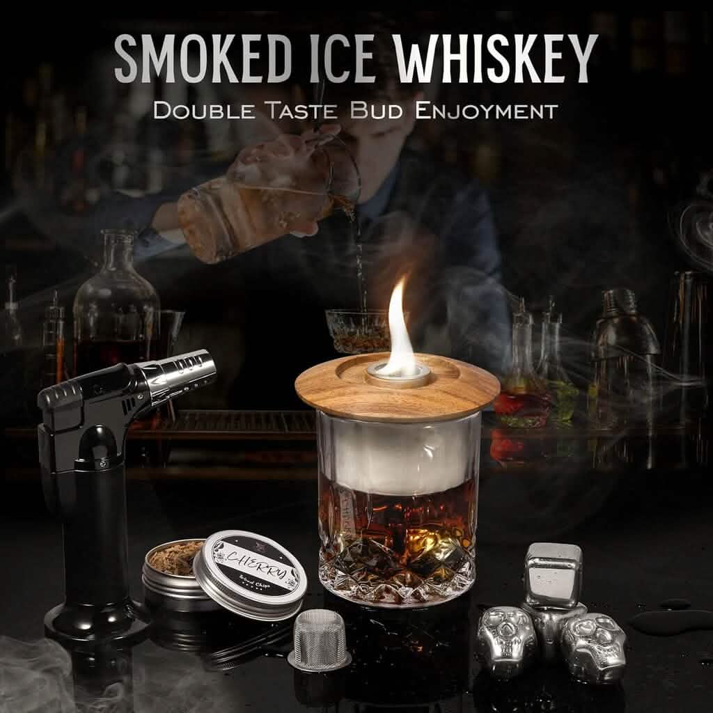 Kitypartsy Cocktail Smoker With Torch, Wood Chips, and Stainless Steel Ice Cubes - A-1 Thread Vault