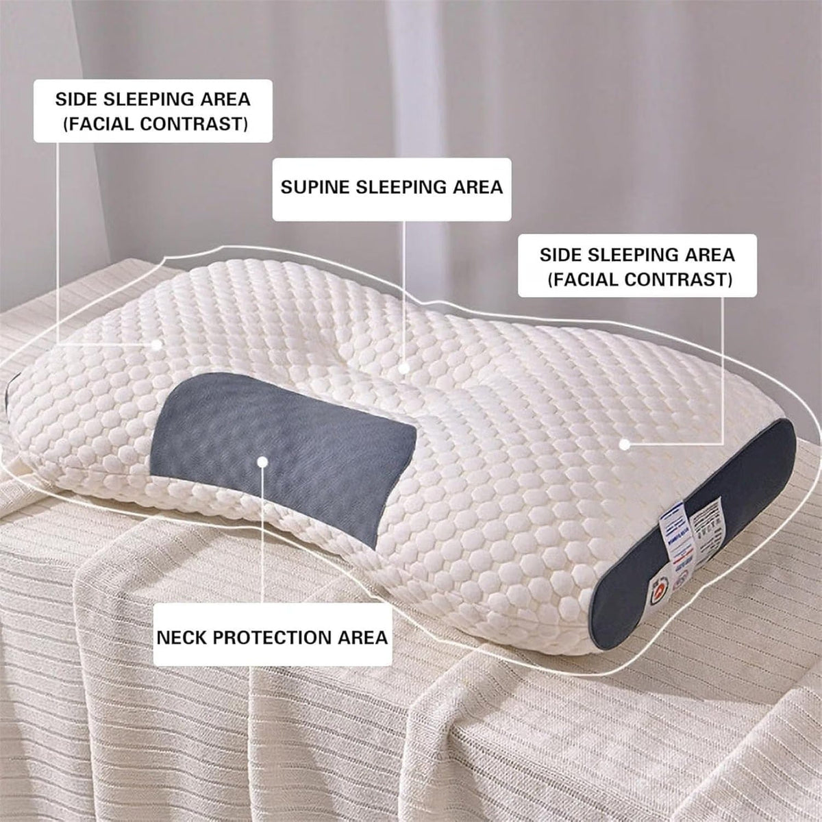 Knitted Antibacterial Cotton Massage Neck Pillow with Removable Cover - A-1 Thread Vault