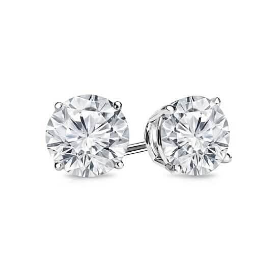 Lab Created White Topaz 6mm Round Cut 925 Sterling Silver Stud Earrings - A-1 Thread Vault