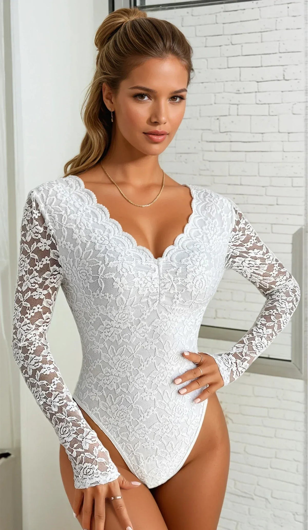 Lace Long Sleeve Bodysuit - A-1 Thread Vault