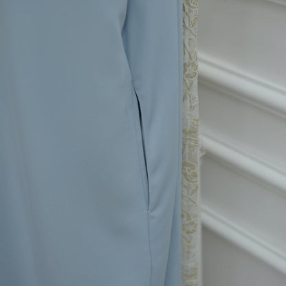 Lace-Panel Flared-Sleeve Open Abaya with Pockets(MOA332) - A-1 Thread Vault
