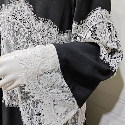 Lace Panel Open Abaya & Hijab Set(MOA319) - A-1 Thread Vault