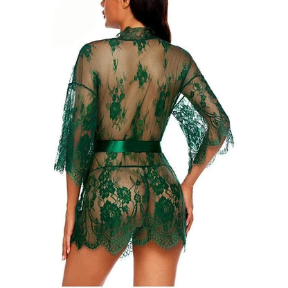 Lace Robes for Women Bridesmaid Gifes Sexy Lingerie See Through Sex Sleepwear Nightwear for Night Underwear Nightdress Bathrobe - A-1 Thread Vault