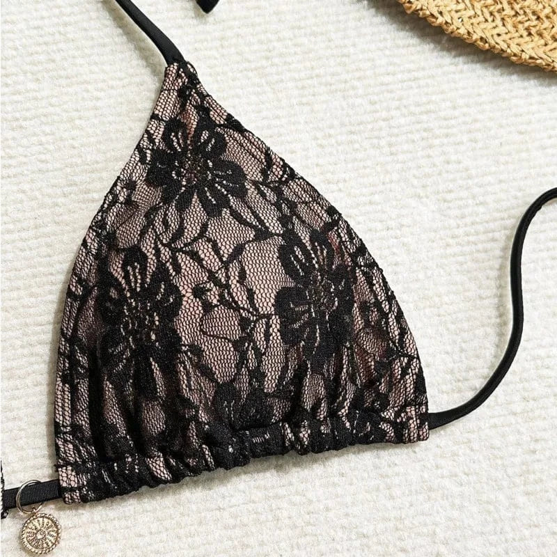 Lace Sexy Bikinis Female Swimsuits Women Three-Piece Swimwear Beach Swimming Wear Bathing Suits Brazilian Bikini Set Pool Bather - A-1 Thread Vault