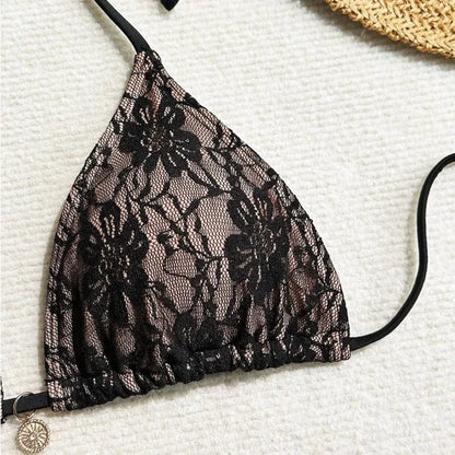 Lace Sexy Bikinis Female Swimsuits Women Three-Piece Swimwear Beach Swimming Wear Bathing Suits Brazilian Bikini Set Pool Bather - A-1 Thread Vault