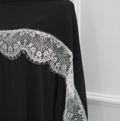 Lace Splice Nida Maxi Dress & Hijab Set(MA444) - A-1 Thread Vault