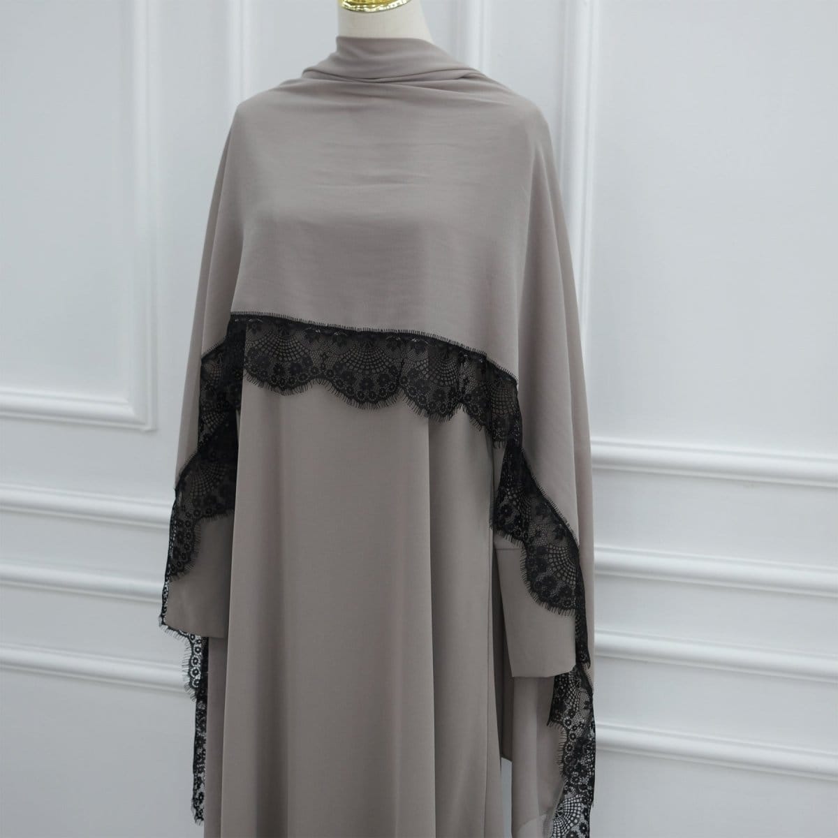 Lace Splice Nida Maxi Dress & Hijab Set(MA444) - A-1 Thread Vault