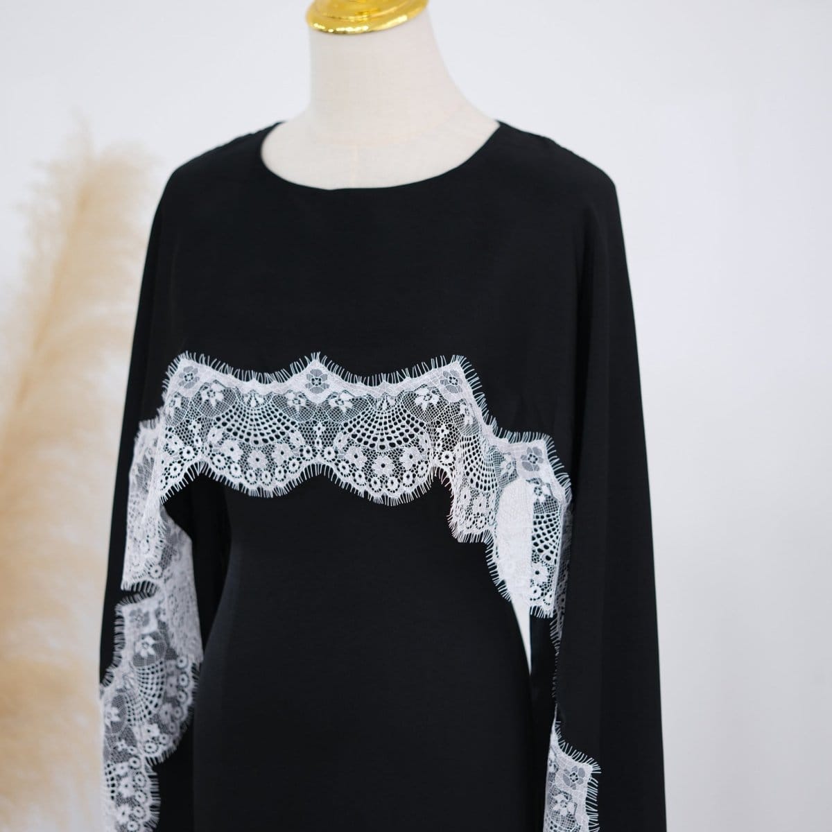 Lace Splice Satin Maxi Dress with Fixed Cape(MS438) - A-1 Thread Vault