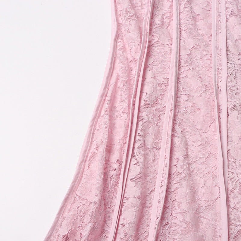 Lace Stand Collar Bell Sleeve Maxi Dress (MS395) - A-1 Thread Vault