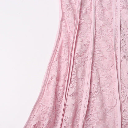 Lace Stand Collar Bell Sleeve Maxi Dress (MS395) - A-1 Thread Vault