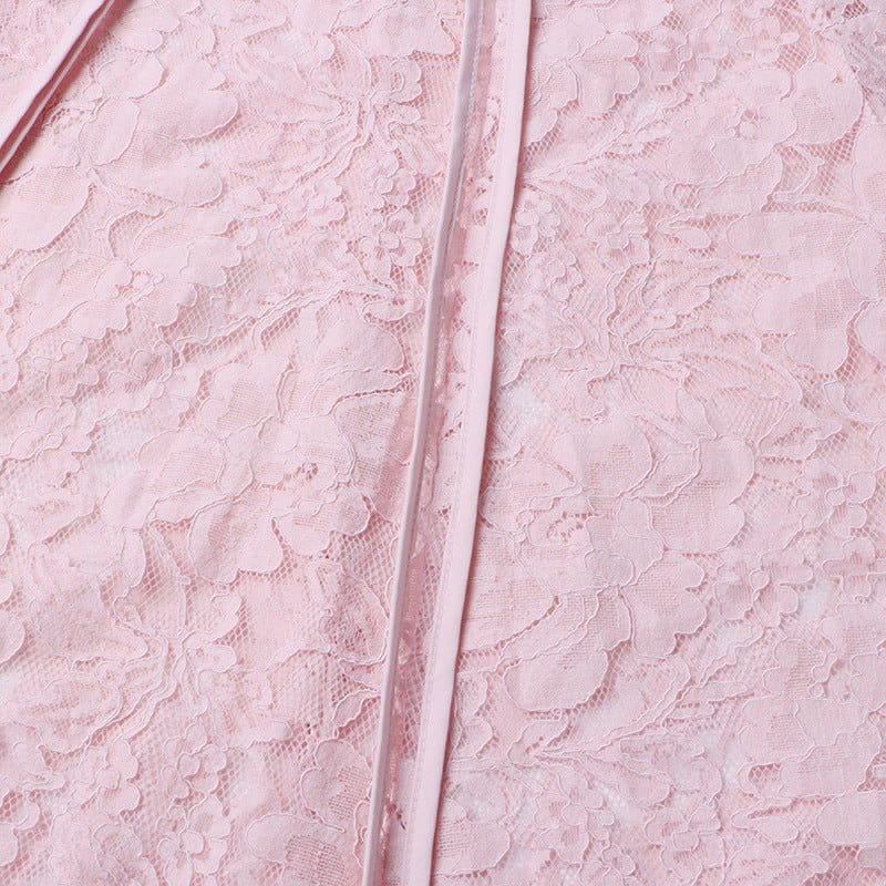 Lace Stand Collar Bell Sleeve Maxi Dress (MS395) - A-1 Thread Vault