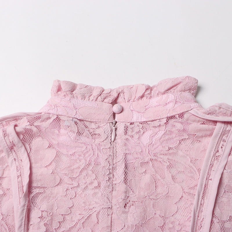 Lace Stand Collar Bell Sleeve Maxi Dress (MS395) - A-1 Thread Vault