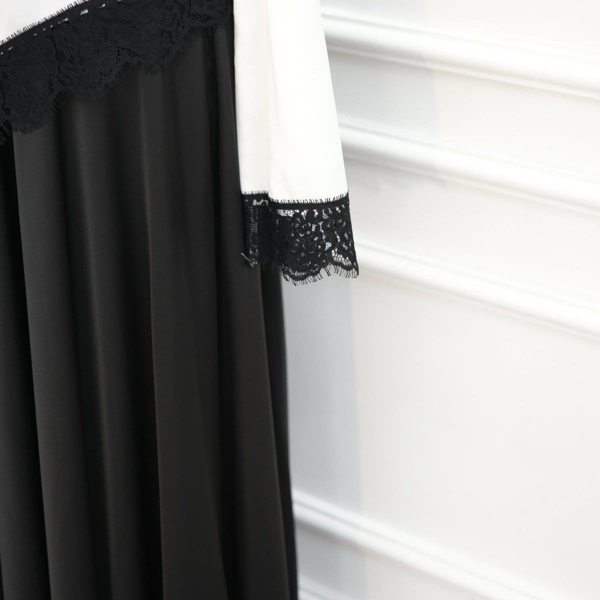 Lace Trim Contrast Panel Satin Top(MS407) - A-1 Thread Vault